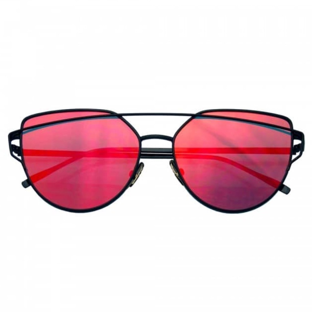 Cat Eye Mirrored Flat Lenses Aviator Sunglasses